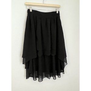 Arthropolgie Staring At Stars Hi-Low Skirt Layered Sheer Chiffon Size S Black